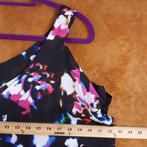 1 STATE Womens Top XL Black Pullover Floral Cold Shoulder VNeck Flowy Blouse - Picture 5 of 7